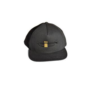 Unisex Black Gold Embroidered Trumpet Baseball Cap One Size
